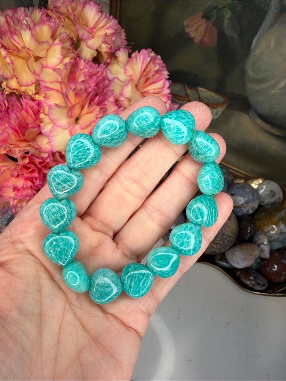 AMAZONITE HEARTS • Natural Gemstone Bracelet: B1330